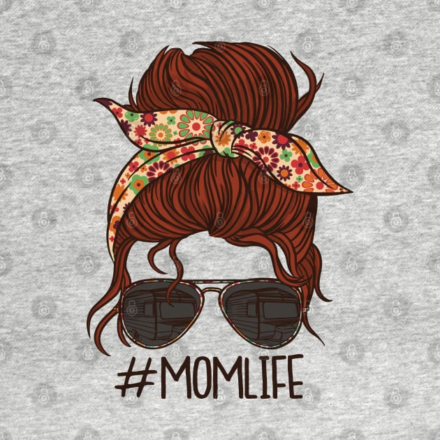 Hashtag Momlife Vintage Sunglasses Floral Bow Messy Bun Mothers Day Gift Ideas by Kali Space